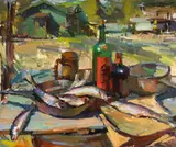 Sergei Bongart, Morning Catch, Idaho, 1970, oil on canvas