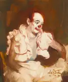 William Frederick Foster, Clown Posed by Leon Franks, oil on board