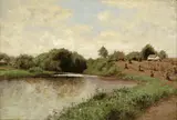 John Bunyan Bristol, On the Battenkill River, oil on canvas