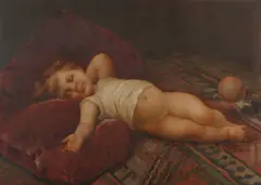 Virgilio Tojetti, Sleeping Cupid, oil on canvas