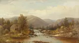 Charles Wilson Knapp, Landscape of Waterfall, oil on canvas