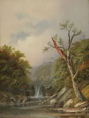 Daniel Charles Grose, Landscape of a Waterfall, oil on canvas