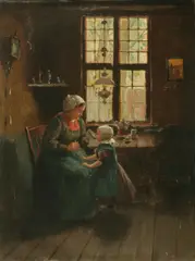 Addison Thomas Millar, Dutch Interior, oil on canvas laid to masonite