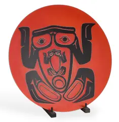 Preston Singletary, Native American Art Glass Charger, 1963, composed of blown and sand-carved glass
