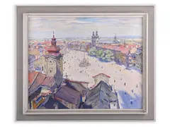 Adolf Doležal, Greater Square in Hradec Králové, 1932, Oil on canvas