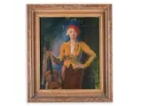 František Xaver Naske, Woman with a Guitar, 1936, Oil on canvas on cardboard