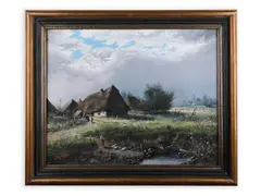Houses on the Edge of the Village by J. Skowronski, Late 19th/early 20th century, Oil on canvas, sold Mar 2022