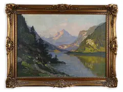 Alois Kirnig, Alpine River, 1889, Oil on canvas