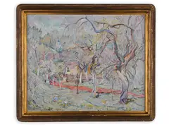 Lucie Klímová, Flowering Orchard in Křížany, 1950, Oil on canvas