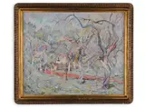 Lucie Klímová, Flowering Orchard in Křížany, 1950, Oil on canvas