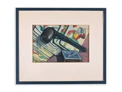 Géza Včelička, Smoker Still Life, 1943, Oil on cardboard