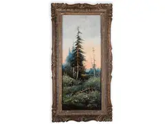 Pair Paintings of the Forest by J. Skowronski, Late 19th/early 20th century, Oil on canvas, sold Mar 2022