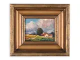 Ota Bubeníček, Landscape with Houses, First half of 20th century, Oil on plywood