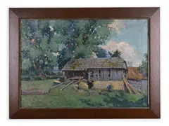 František Cína Jelínek, Landscape with a House, First half of 20th century, Oil on canvas