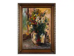 Karel Kupka, Bouquet by the Window, 1960, Oil on cardboard