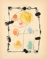 Aus: Yo trabajo como un Jardinero / Je travaille comme un Jardinier by Joan Miró, Farblithografie auf BFK RIVES (Wasserzeichen), sold Sep 2025