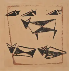 Ewald Mataré, Weide, 1947, Farbholzschnitt auf Velin
