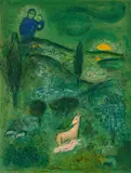 Marc Chagall, Découverte de Daphnis par Lamon (Aus: Daphnis et Chloé), 1961, Farblithografie auf Bütten