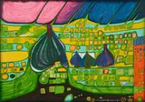 Friedensreich Hundertwasser, Yellow Last Will / Testament in Gelb, 1971, Farbserigrafie mit Silberfolie auf Karton
