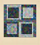 Victor Vasarely, Ohne Titel, Farbserigrafie auf Arches FRANCE (Wasserzeichen)