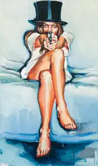 Justine Otto, Pistol Girl, 2002, Öl auf Leinwand