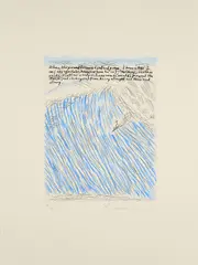 Raymond Pettibon, Ohne Titel (When the Ground Becomes Hard and Firm), 2002, Radierung, handkoloriert auf BFK RIVES (Wasserzeichen)
