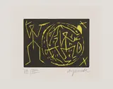 A. R. Penck, Ohne Titel, Farbholzschnitt auf BFK RIVES (Wasserzeichen)