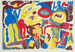 Ohne Titel (Au Au) by A. R. Penck, Farbserigrafie auf leichtem Karton, sold May 2025