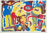 A. R. Penck, Ohne Titel (Au Au), Farbserigrafie auf leichtem Karton