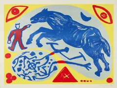 A. R. Penck, Ohne Titel (Pferd), Farbserigrafie auf leichtem Karton