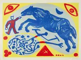 A. R. Penck, Ohne Titel (Pferd), Farbserigrafie auf leichtem Karton