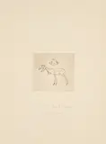 Joseph Beuys, Hirsch und Hut (Aus: Suite Zirkulationszeit), 1982, Radierung auf Papier, auf grauem Rives aufgewalzt