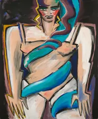 Elvira Bach, "Umschlungen", 1984, Kunstharz auf Leinwand