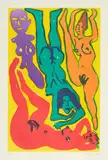 A. R. Penck, Ohne Titel (3 Frauen), Farbradierung auf leichtem Karton