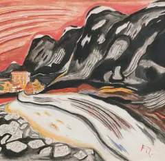 Franz Radziwill, Landschaft mit Gebirge (Hohes Elbufer bei Blankenese), 1921/22, Öl auf Leinwand
