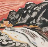 Franz Radziwill, Landschaft mit Gebirge (Hohes Elbufer bei Blankenese), 1921/22, Öl auf Leinwand