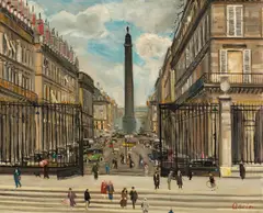 Lucien Adrion, Place Vendôme in Paris, Öl auf Leinwand