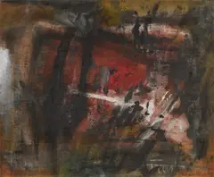 Albert Fürst, Sackbild, Mischtechnik auf Jute