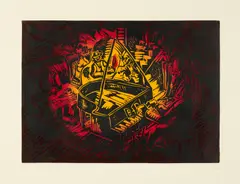 Ständchen für B. und D by Jörg Immendorff, 1991/2006, Farblinolschnitt auf Hahnemühle (Wasserzeichen), sold May 2025