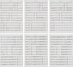 Hanne Darboven, Opus 26, 1989/90, Offsetlithografien auf gestrichenem (6 Blatt) bzw