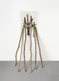 Giuseppe Penone, "La velocitá del vegetale Il lento ripetersi della scultura 6 Biforcazioni", 1985, Kohle und Kohlestück auf Papier, 6 Äste