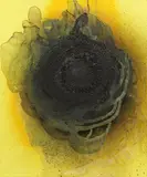 Otto Piene, "Hellgelb Hitze", 2006, Mischtechnik (Feuergouache) auf Leinwand