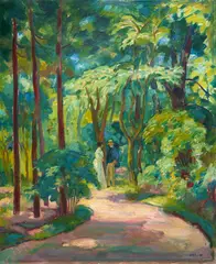 Emil Orlík, "Zwiegespräch", Um 1910-1915, Öl auf Hartfaser