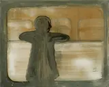 Norbert Schwontkowski, "Am Fenster", 1998, Öl und Pigment auf Leinwand