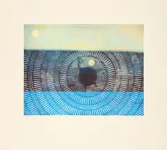 Der versunkene Mond by Max Ernst, 1973, Farbfotolithografie auf BFK RIVES (Wasserzeichen), sold Sep 2025