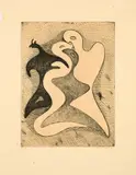 Max Ernst, Correspondances dangereuses, 1947, Kaltnadel auf chamoisfarbenem Velin