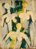 Anton Räderscheidt, Pferde, 1957, Öl auf Hartfaser