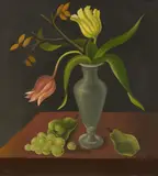Heinrich Hoerle, Tulpenstillleben, Anfang 1920er Jahre, Öl auf Leinwand