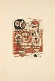 Max Ernst, Ohne Titel, 1963, Farbaquatintaradierung auf RIVES (Wasserzeichen)