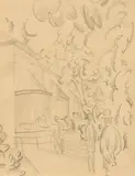 August Macke, Am Raubtierhaus im Zoo, 1913/14, Bleistift auf Zeichenpapier